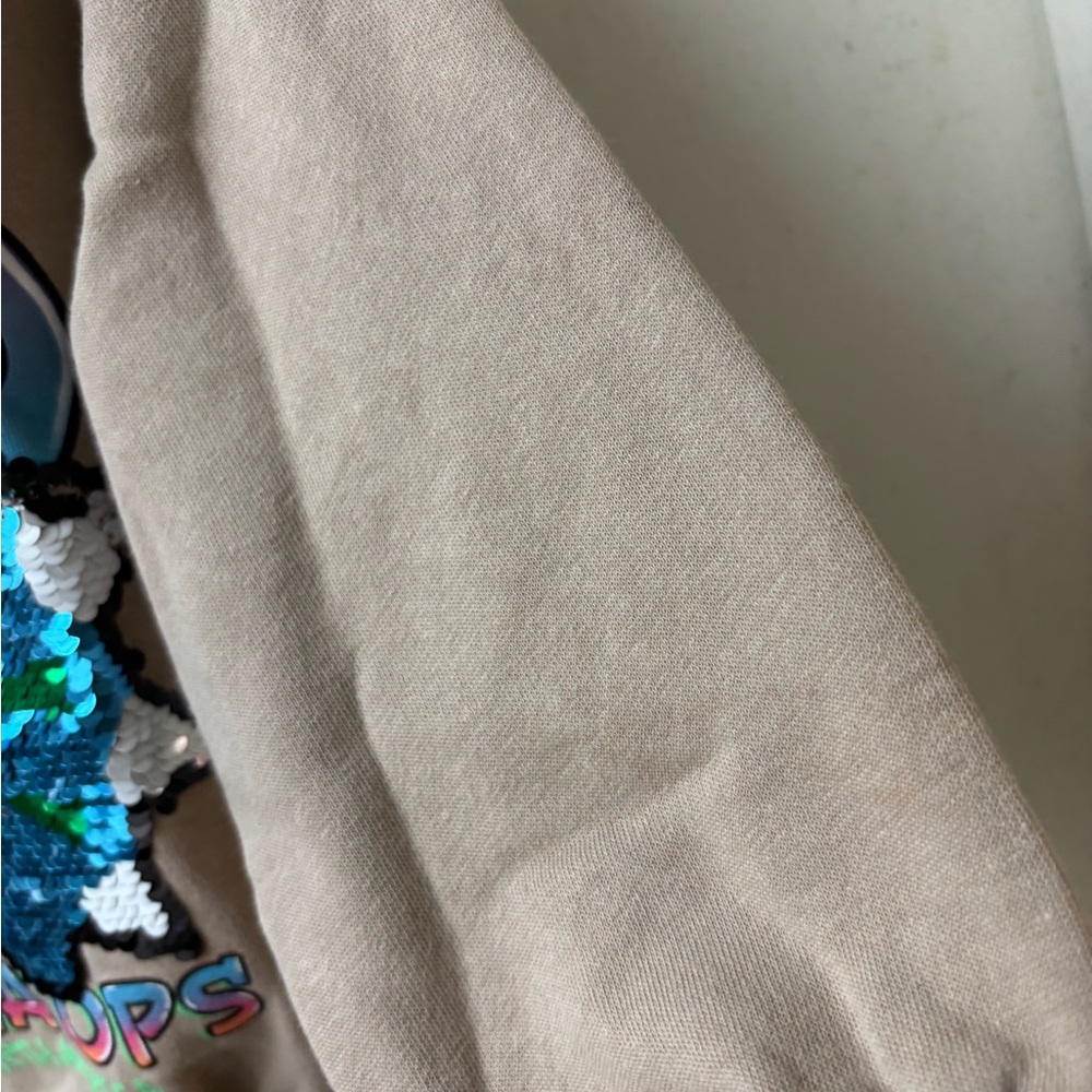 H&M Tan Dino Flip Sequins Graphic Hoodie Sweatshirt - Picture 6 of 9